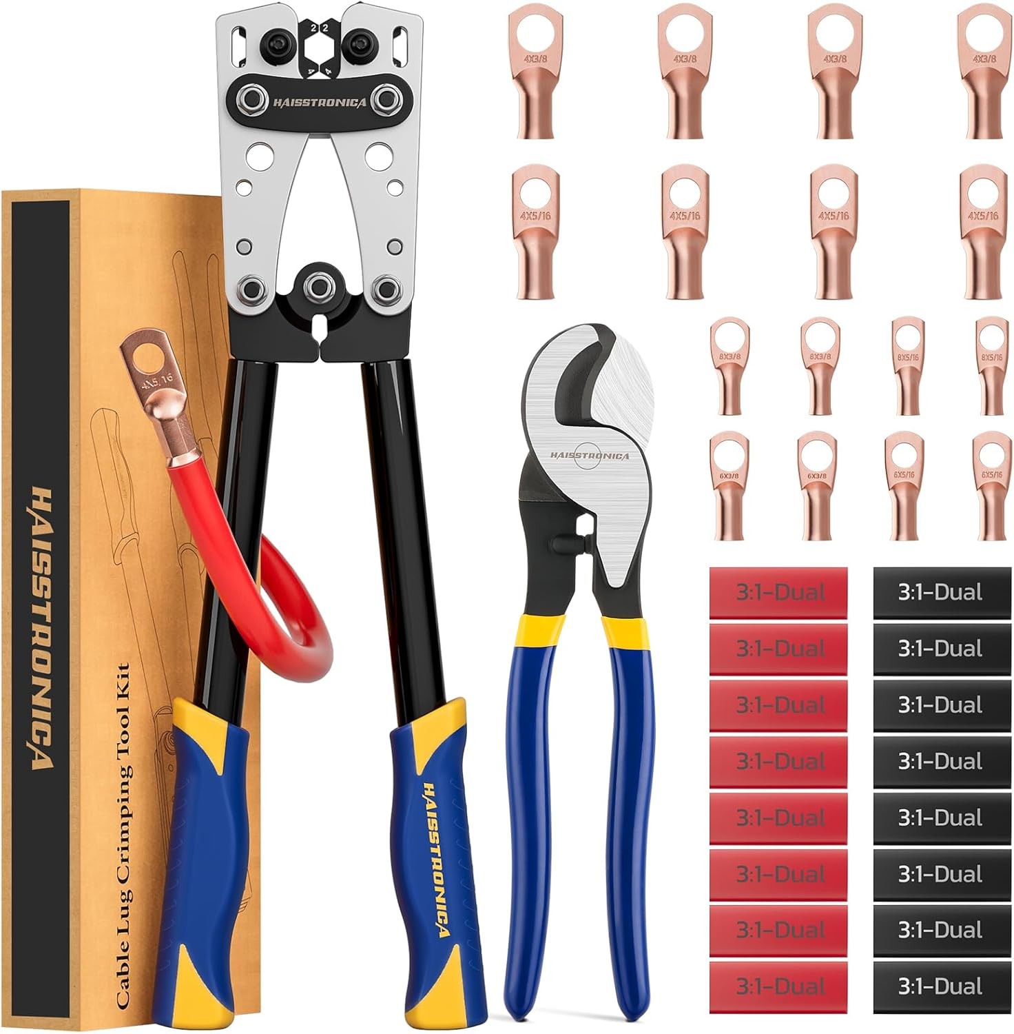 haisstronica Heavy Duty Battery Cable Crimping Tool Black,blue,yellow
