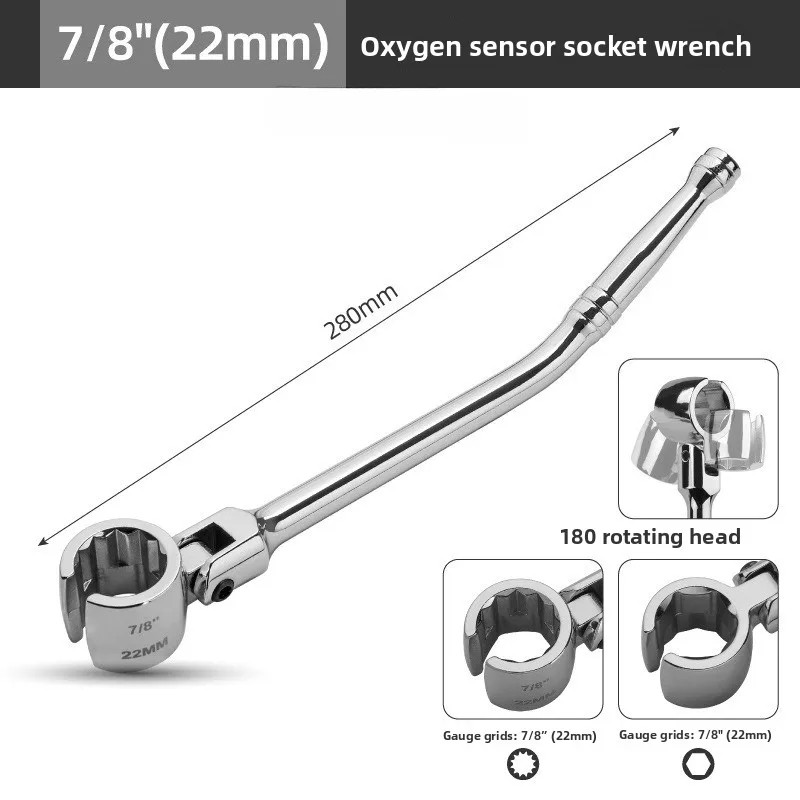 Oxygen Sensor Flex Head Wrench Adjustable Spanner Socket 22mm 7/8in Removal Tool