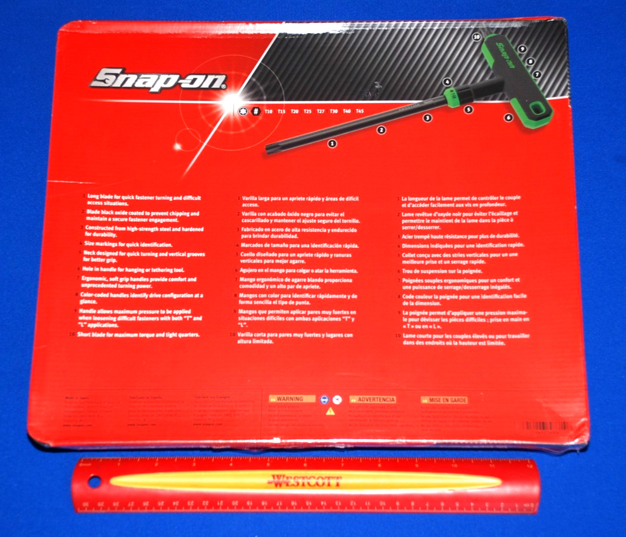 Snap-On NEW 8 Pc Green TORX L-Shaped/T-Shaped Combination Wrench Set (T10-T45)