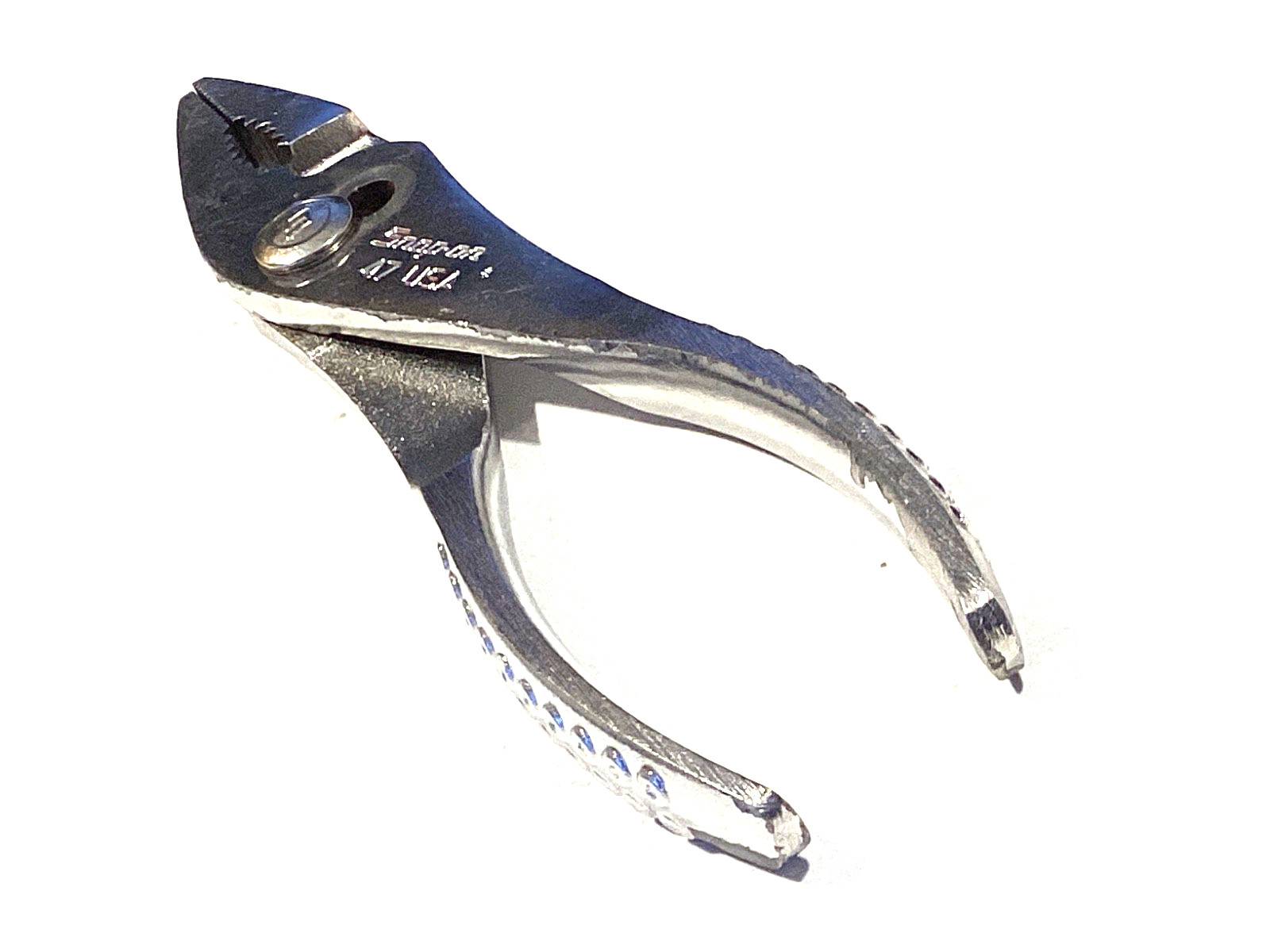 Snap on USA Model 47 Vacuum Grip 8” Long Chrome Slip Joint Pliers With Cutters