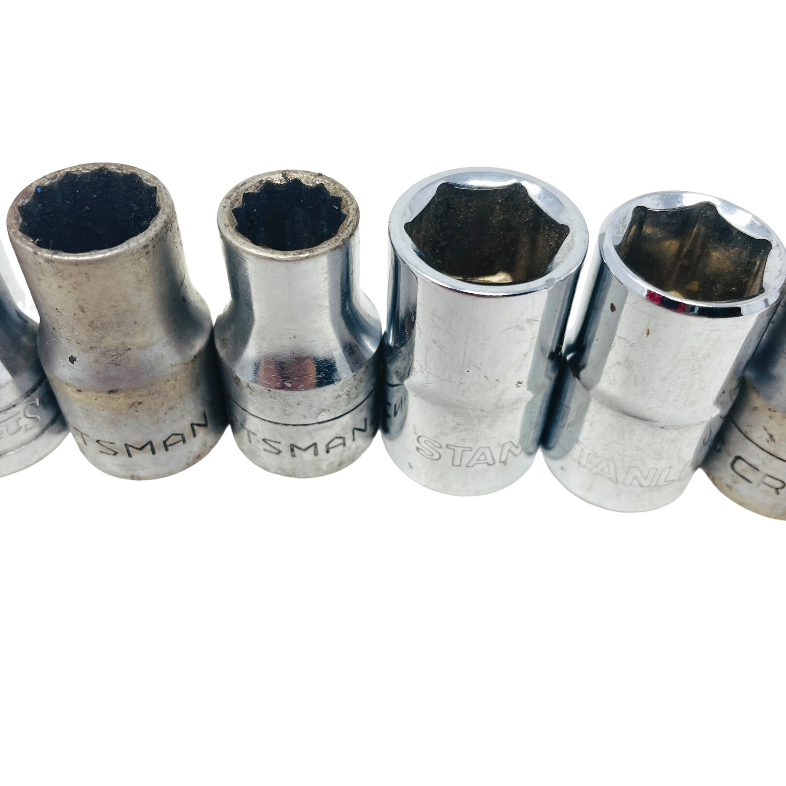 11 Pcs Craftsman, Stanley and Assorted 1/2 in, 1/4 in Socket Set, Made in USA