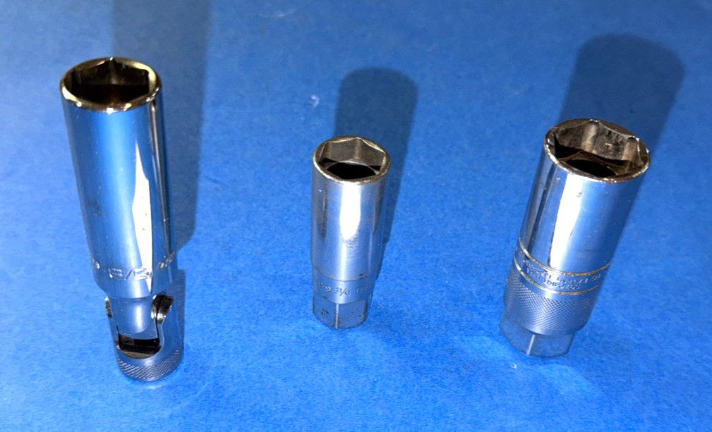 SNAP-ON TOOLS 3 PIECE 3/8 DRIVE SPARK PLUG SOCKETS 1 NEW 2 USED