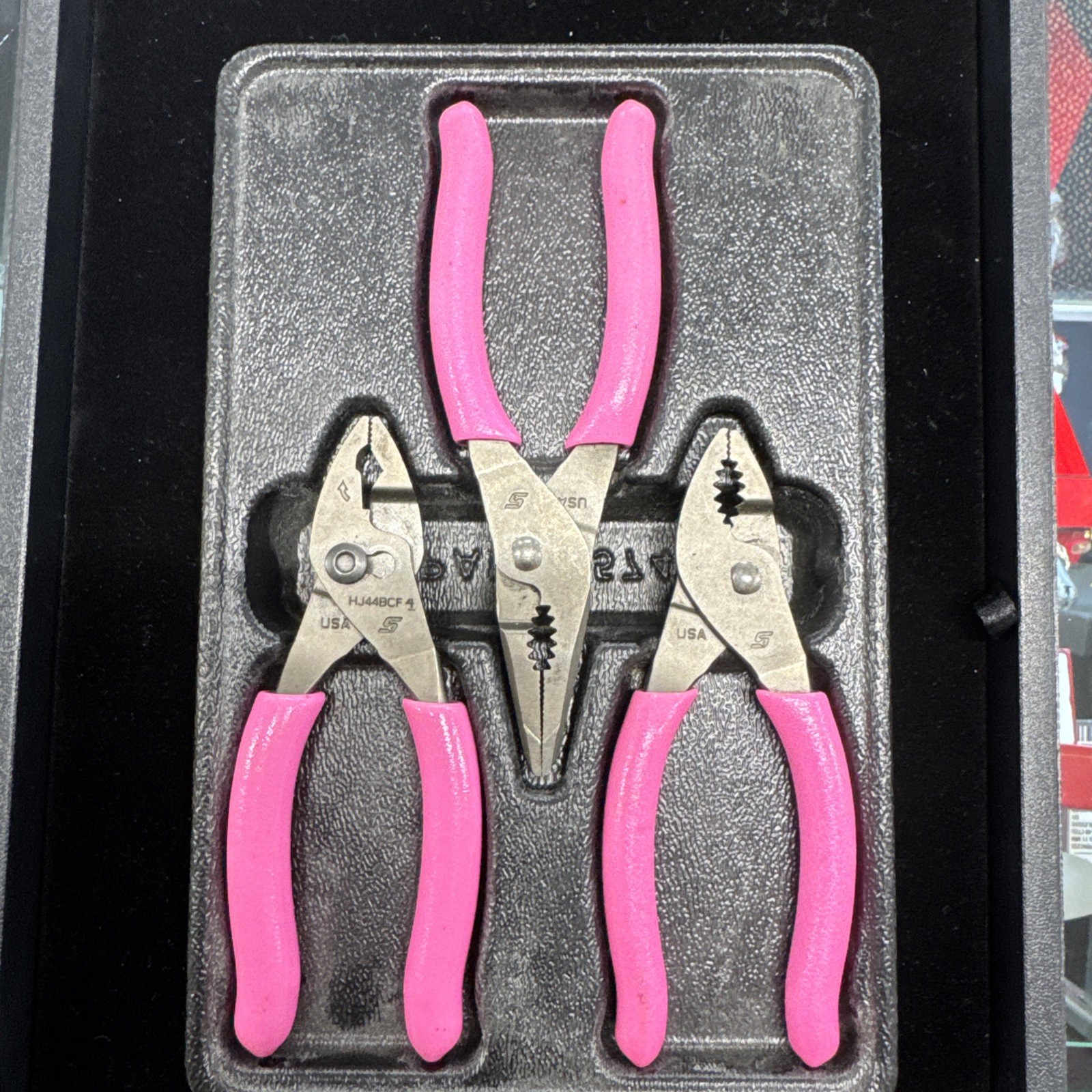 Snap-on Electric Pink 3pc Talon Grip Mini Slip-Joint Pliers Set PL344BCF USA
