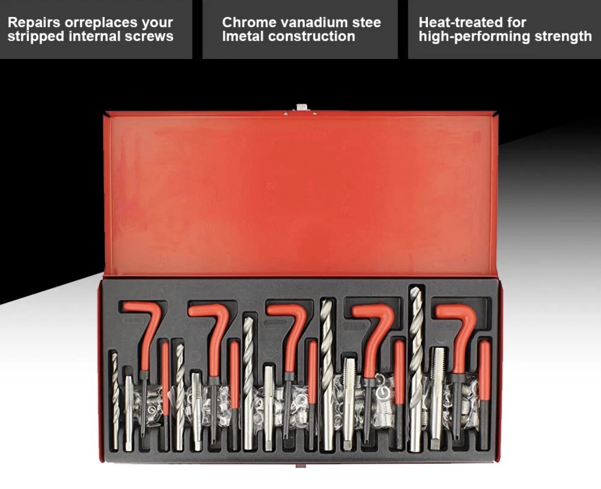 M5 M6 M8 M10 M12 Helicoil Thread Repair 131Pcs Set & Metric Rethreading Tool Kit