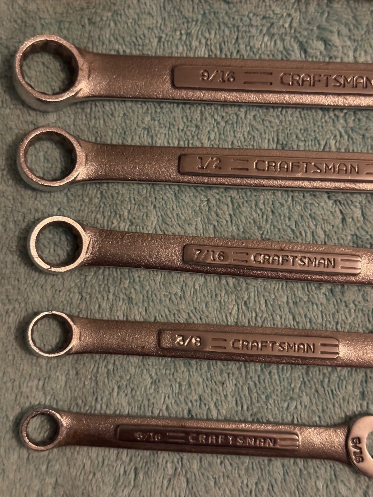 Vintage Craftsman VV Series 6pc SAE Combination Wrench Set 1/4-9/16 12pt USA