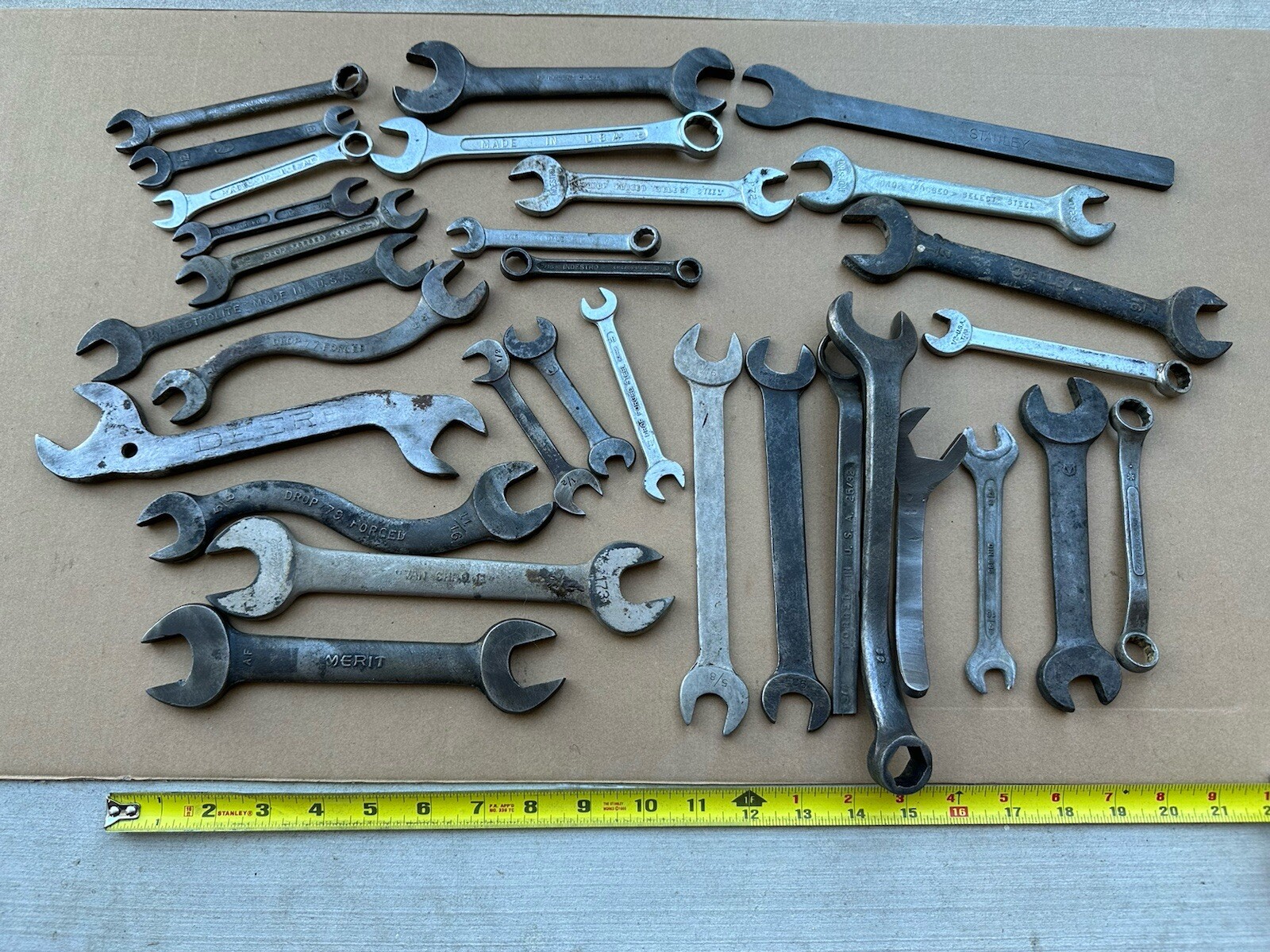 Vtg USA Combo Wrench Mixed Lot SAE Metric 6pt 12pt Deere Shelley Specialty Etc
