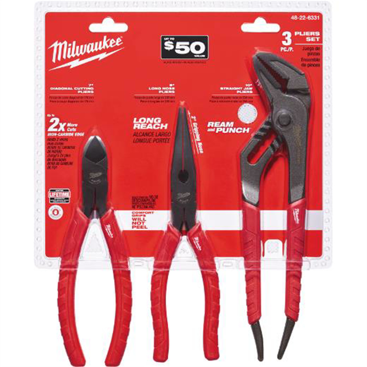 Milwaukee Tool Comfort Grip Pliers Kit – 3 PC