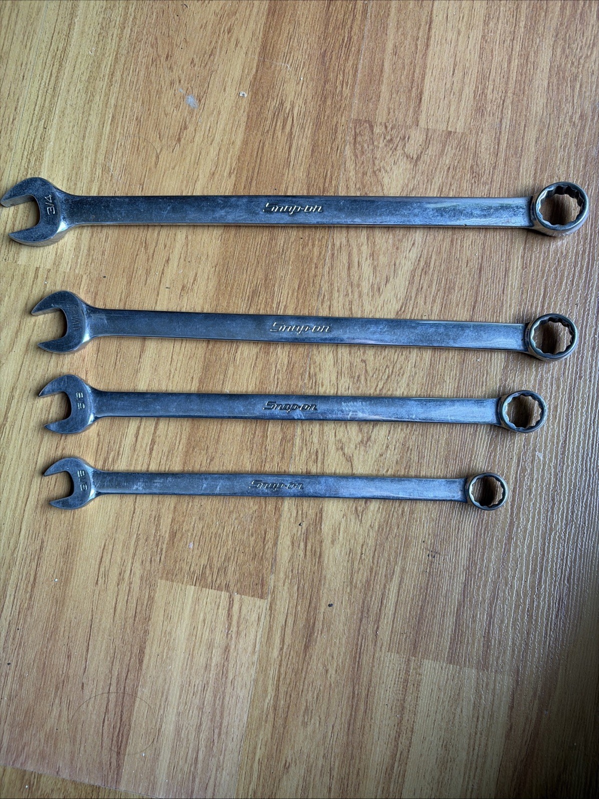 Snap-on OEX24 OEX22 OEX20 OEX18 SAE Combination Wrench Set 4pc USA 3/4 11/16 5/8