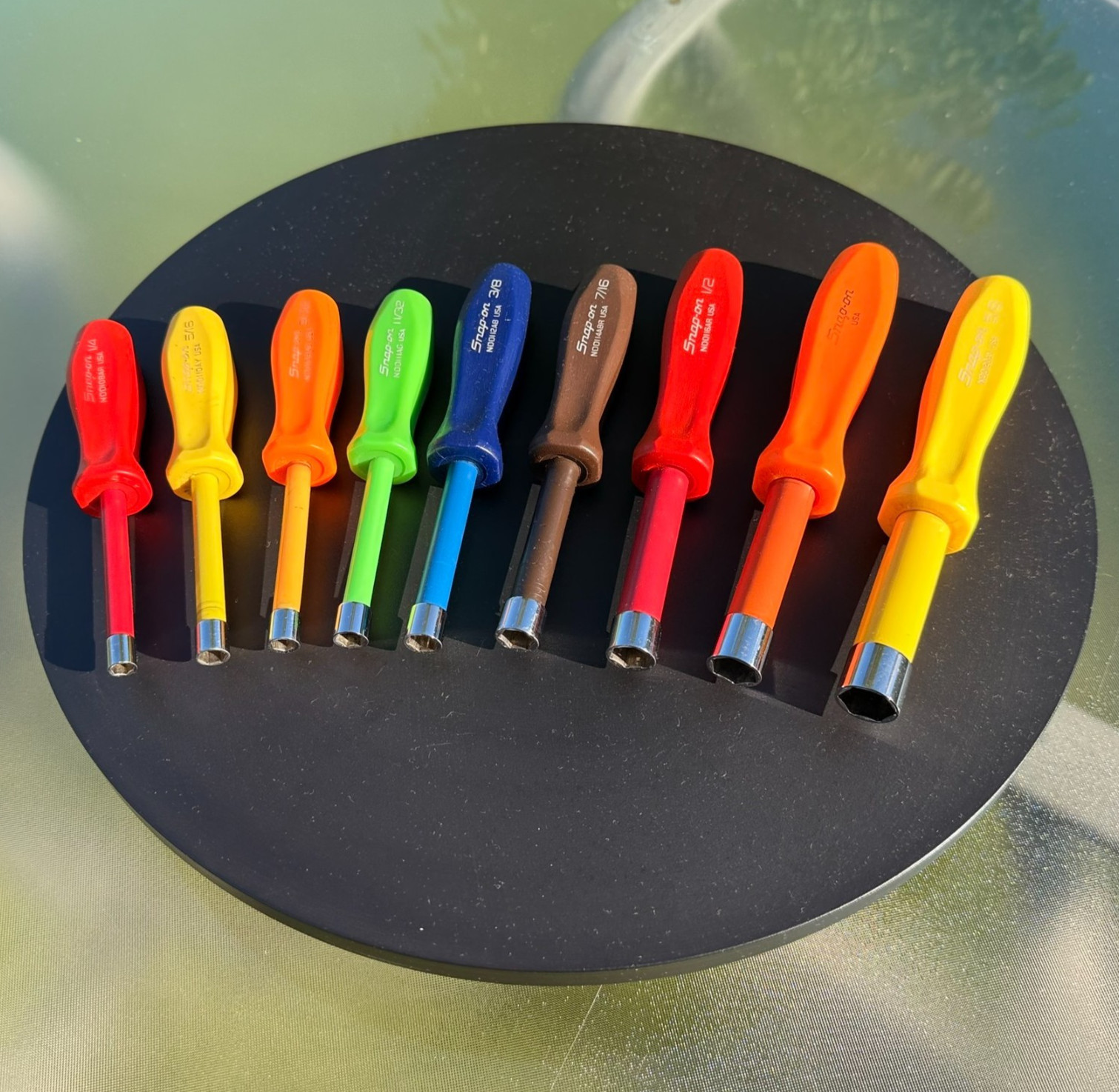 🇺🇸 Snap On Tools USA 9 pc SAE 1/4″ to 5/8″ Nut Driver Continuous Hollow Handle
