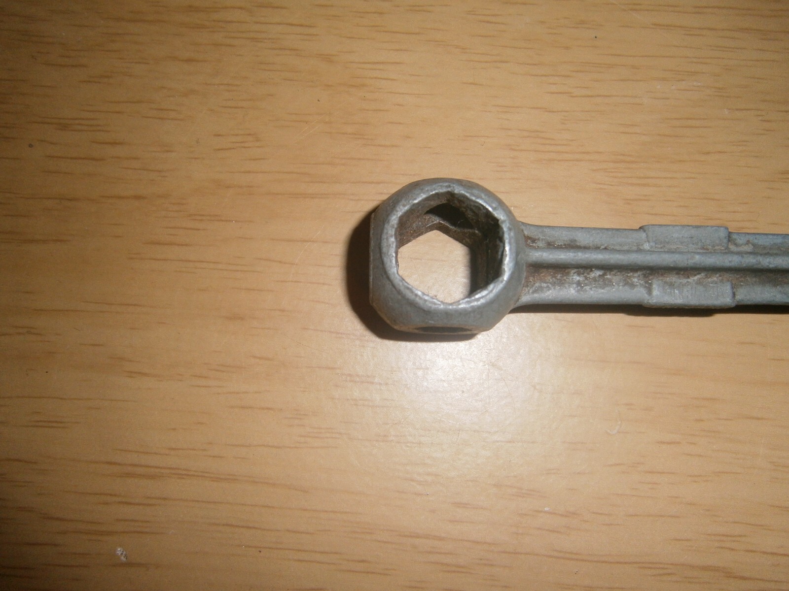 Vintage silver tone U.C.P. England multi spanner. 17mm end.(E6d)