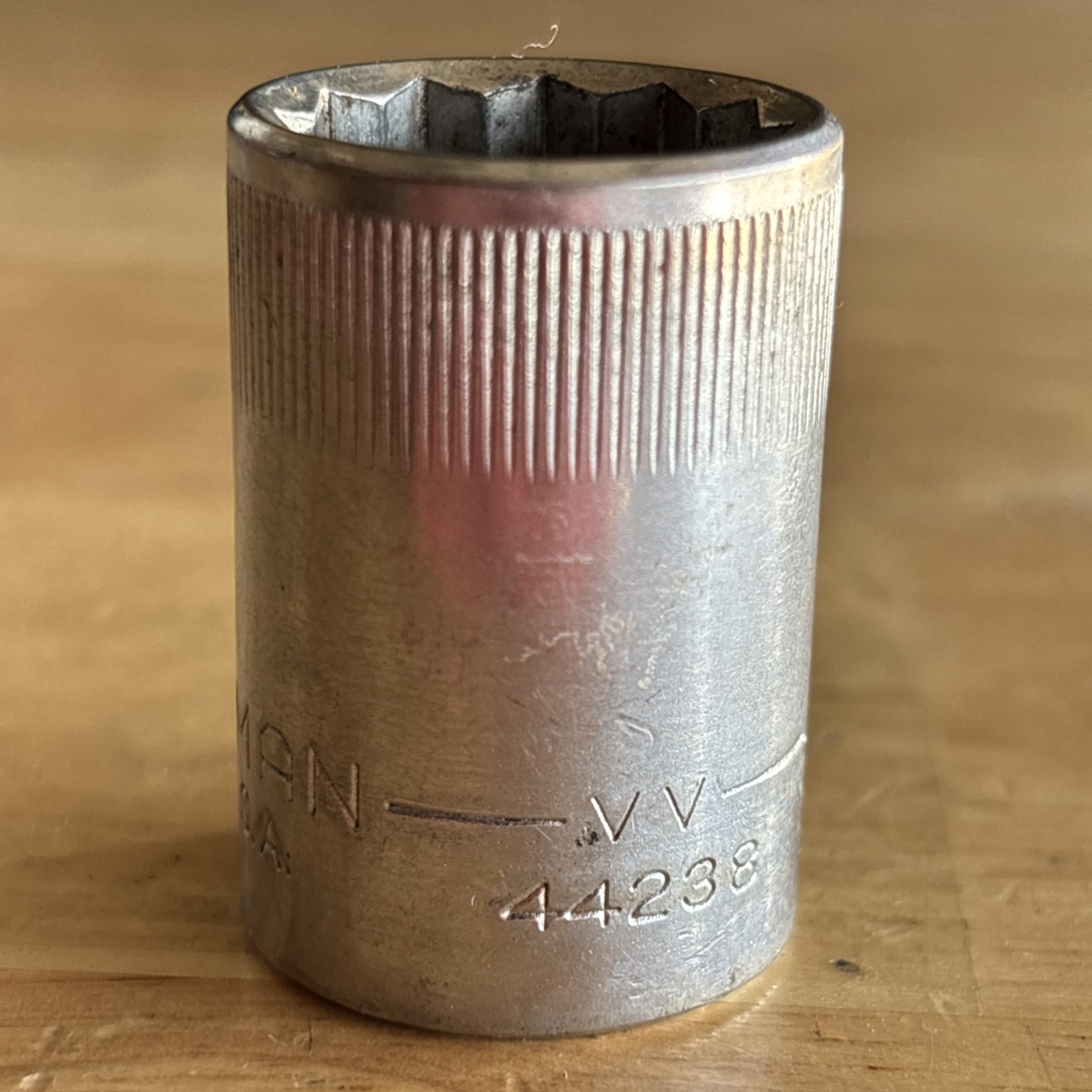 Craftsman 19mm Shallow Socket 1/2″ Drive 12 Point Top Knurl VV Series 44238 USA