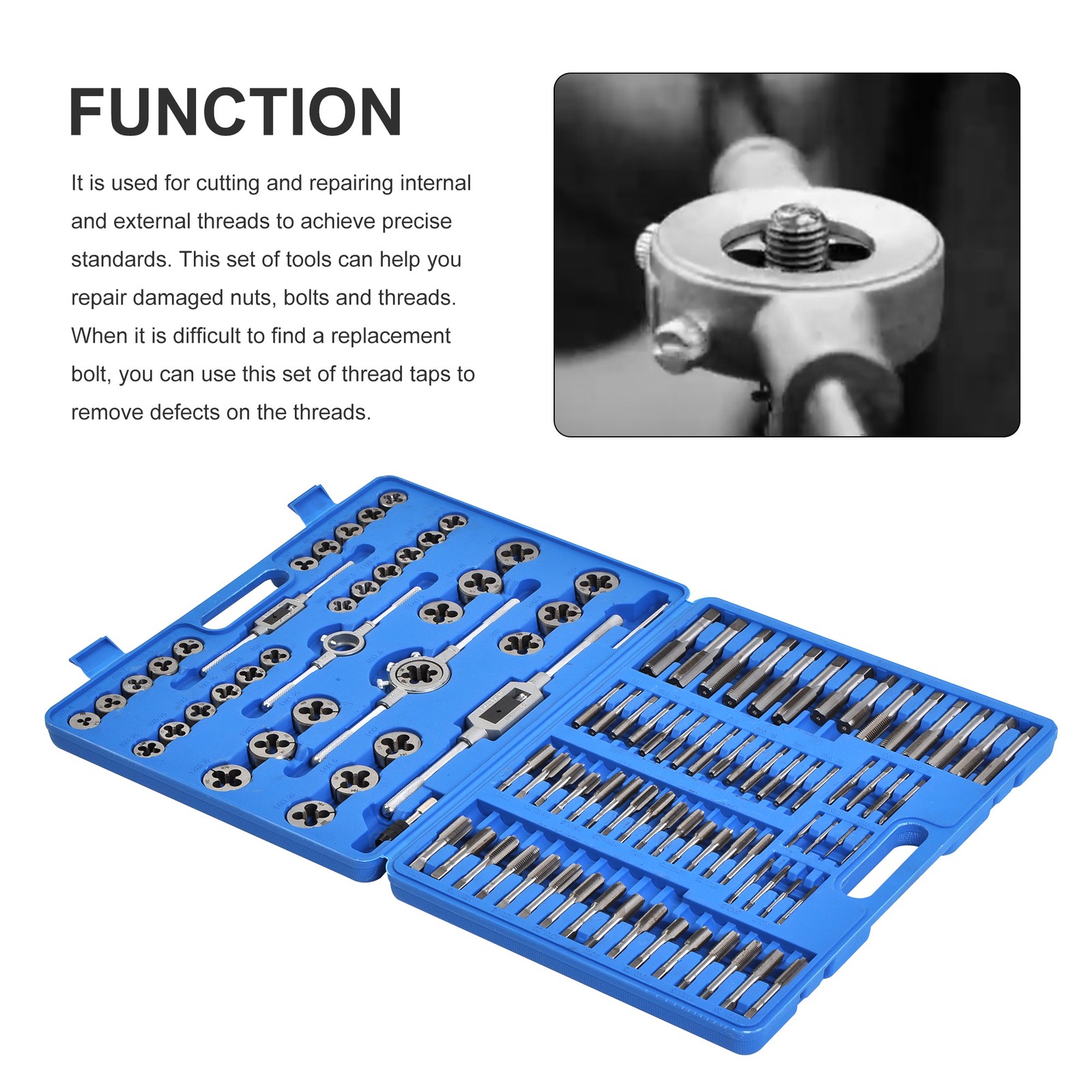 Metric 110pc Combination Tap and Die Screw Extractor Remove Set Alloy Steel Set