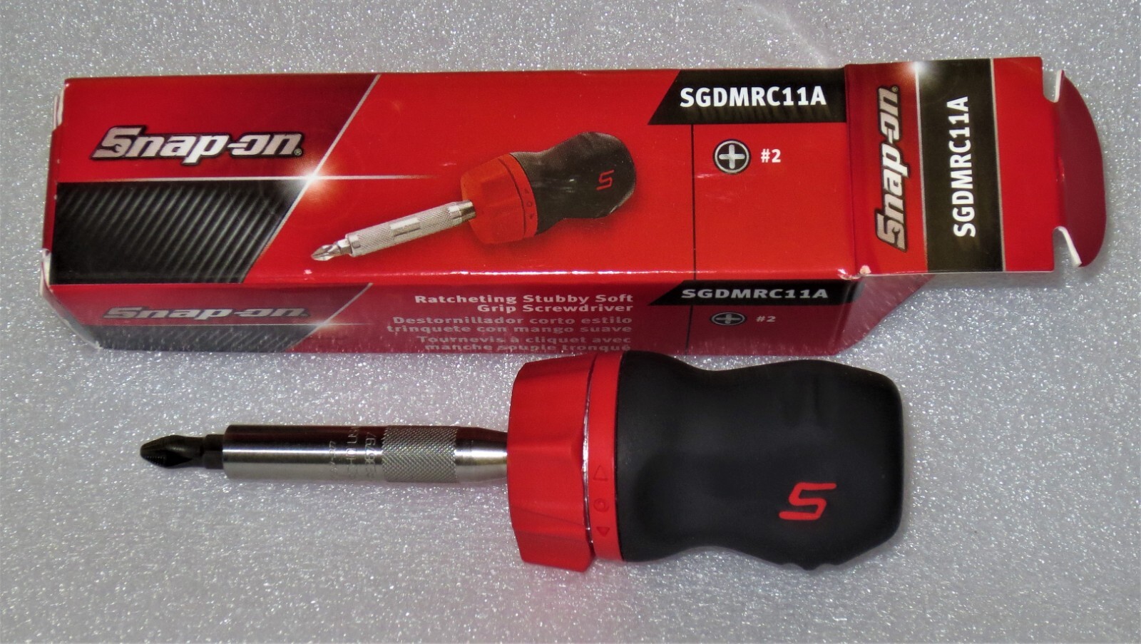 *NEW* Snap-on Stubby RED Ratcheting Screwdriver SGDMRC11A *RED SOFT HANDLE* NIB!