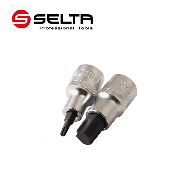 Selta Taiwan 9pc 1/2” Dr Cr-Mo 55mmL Stubby Torx Star Socket Bits:Set T20-T60