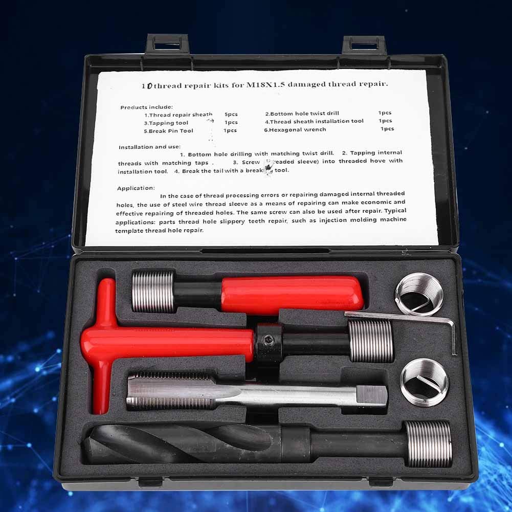 ViaGasaFamido M18x1.5 Thread Repair Kit, Professional Durable Thread Restoring