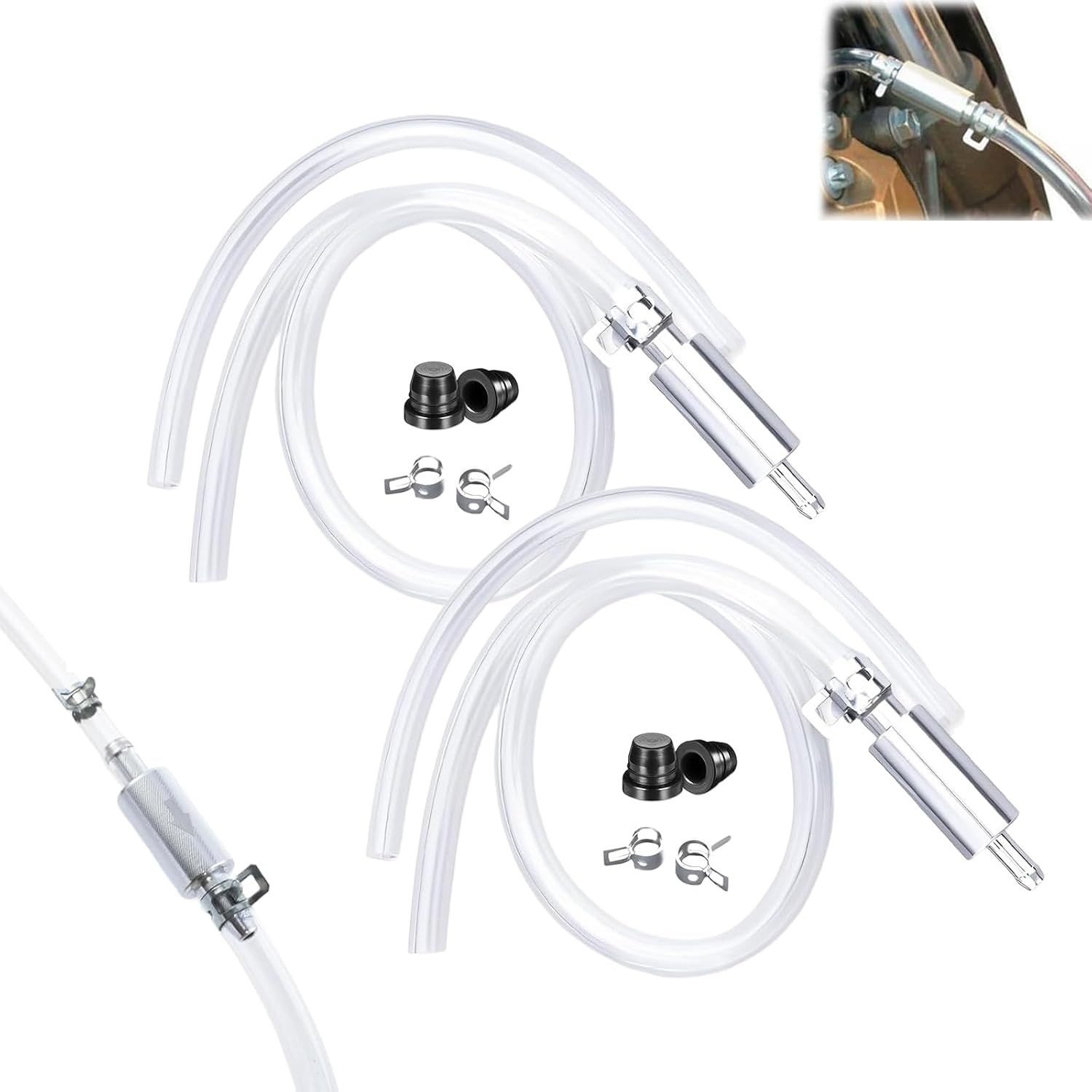 2 PCS Brake Bleeder Hose,One Way Check Valve Tube Bleeding Tool Kit