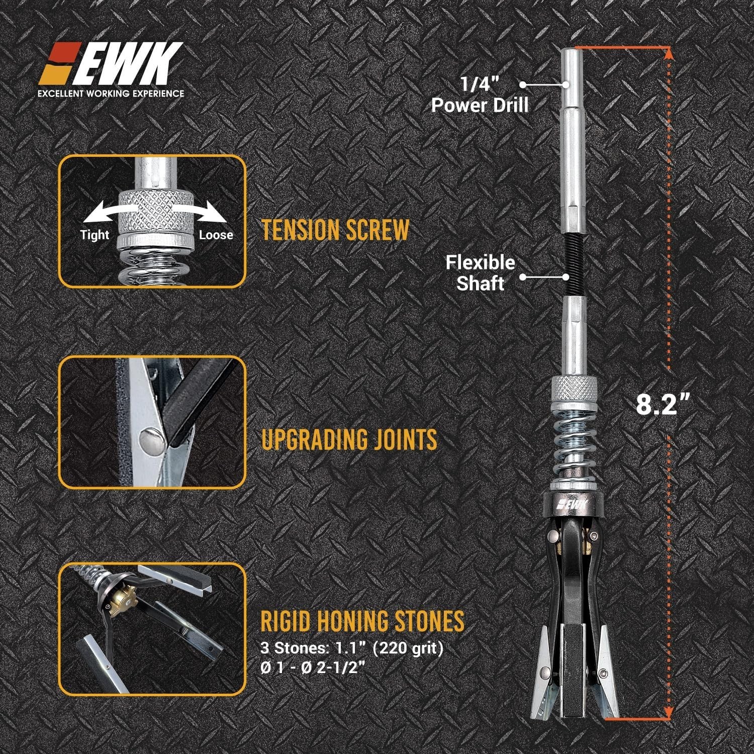 Replaceable 220 Grit Cylinder Honing Tool with Rust-Resistant Steel Construction