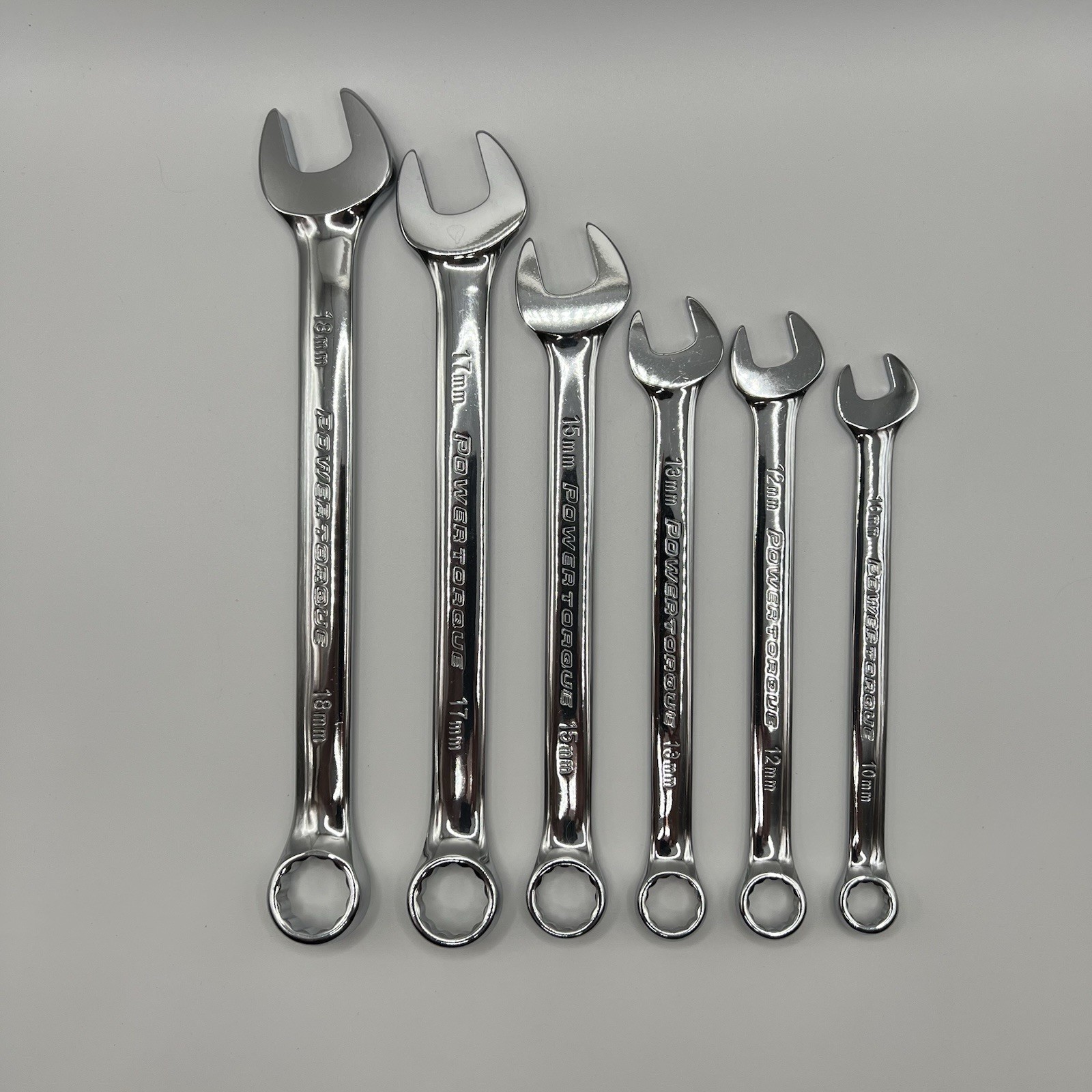 Power Torque 6pc Metric Combination Wrench 12Pt 10, 12, 13, 15, 17, 18mm NOS