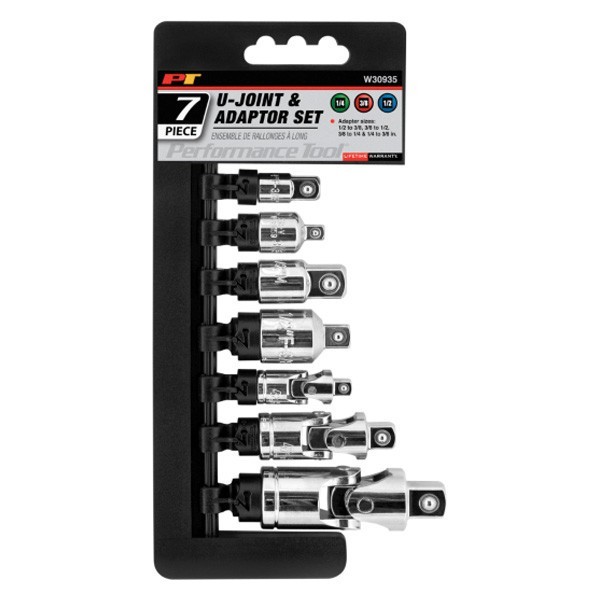 Performance Tool W30935 – Mixed Drive Size U-Joint Socket Adapter Set 7 Pieces
