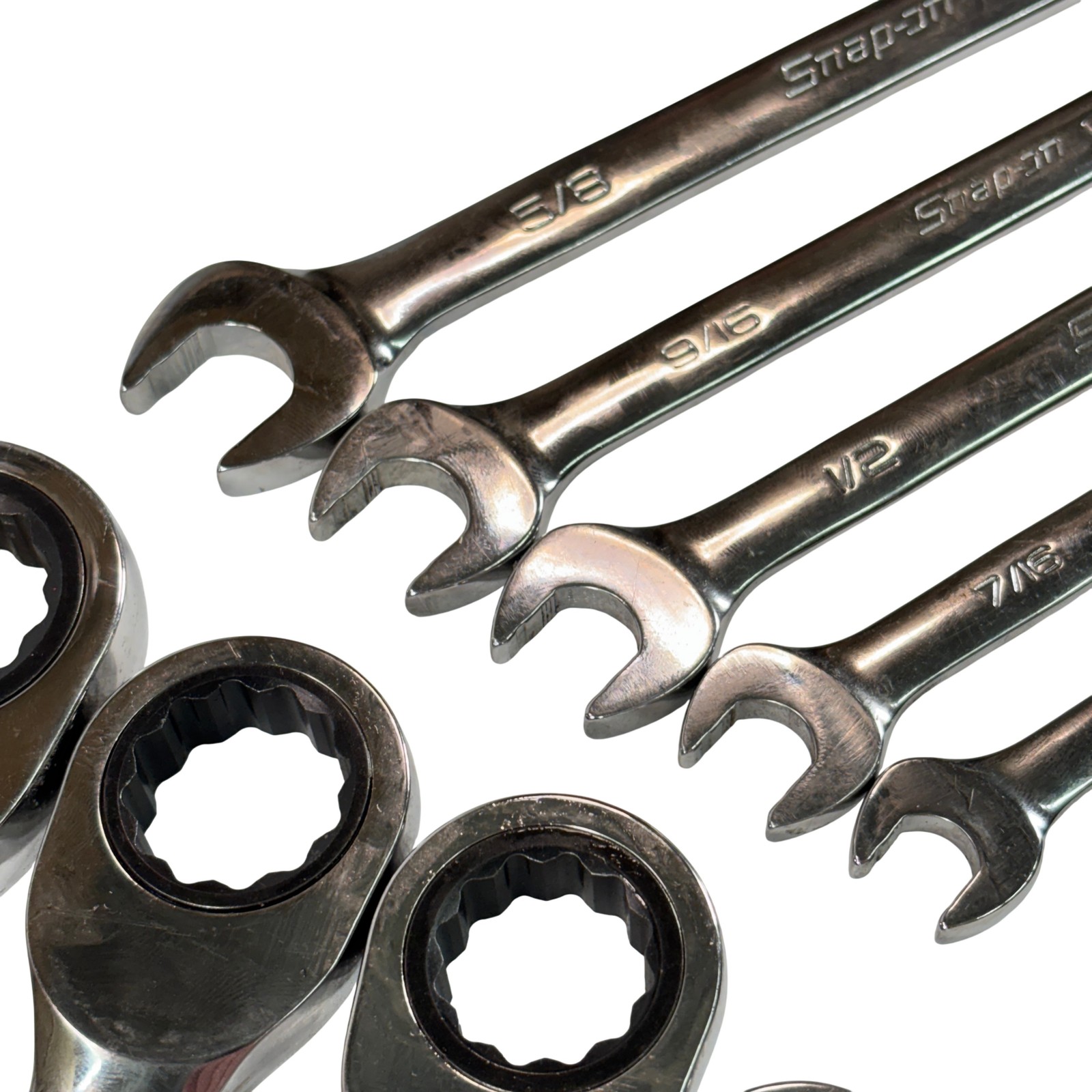 Snap-on Tools 11pc SAE Flank Drive Non-Reversible Ratcheting Combo Wrench Set