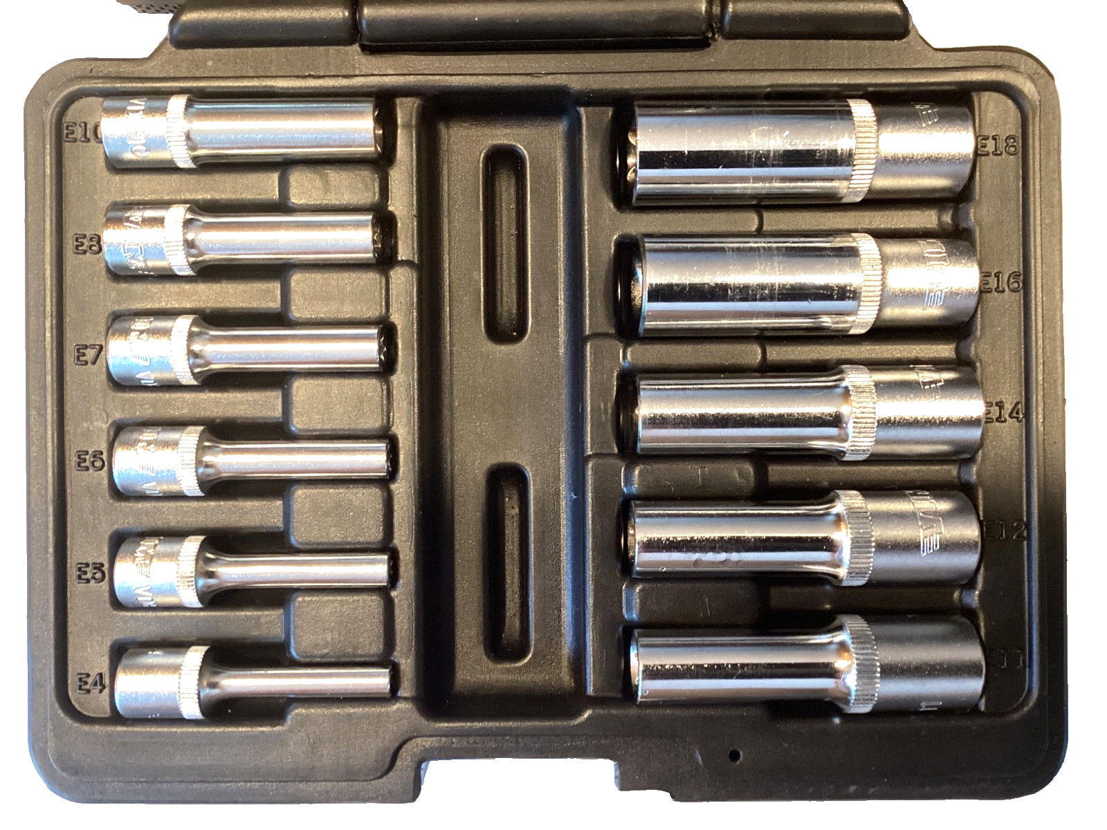 VIM Tools 11Pc Combo Drive Deep Inverted Torx Socket Set Snap Latch Case VDE418