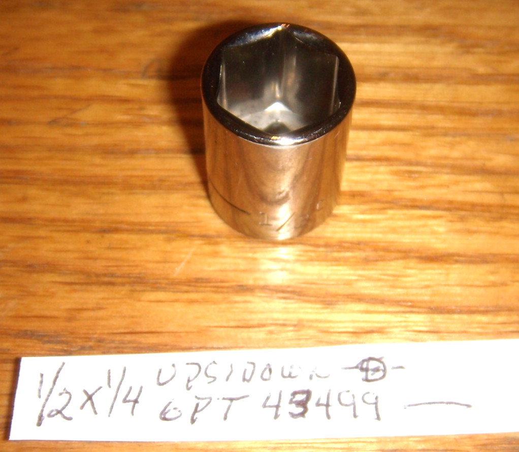 Craftsman 1/2″ X 1/4″ DR #43499 6 PT SHALLOW Socket INVERTED G USA CHROME NEW