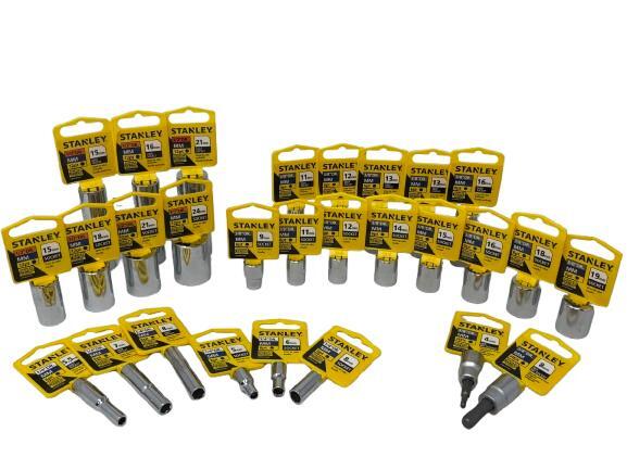 Stanley 29 pc Standard & Deep Socket MM Set 6 and 12 point (1/2″, 3/8″, 1/4″ Dr)