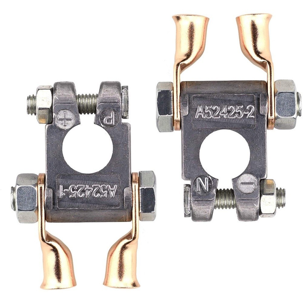 2PCS Zinc Alloy Battery Clamps with 4 Terminals 2 Sleeves 4 Heat Shrink Tubes
