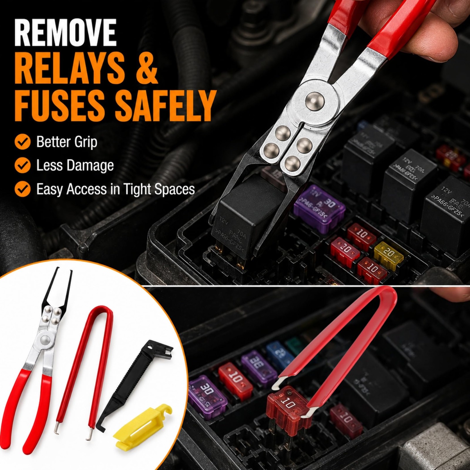 Funayama Relay Fuse Puller Pliers Set 4-Pack – Professional Automotive Tool…