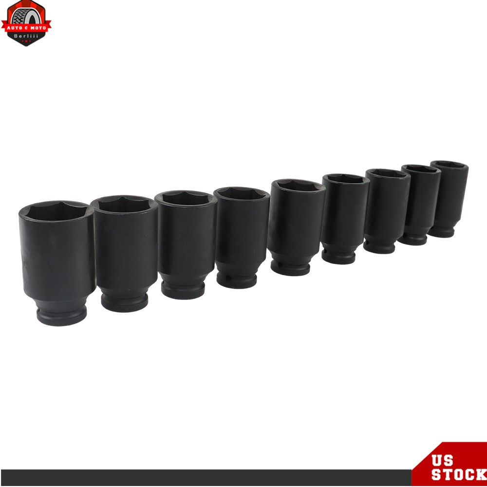 9pc Deep Impact Socket Set 1/2″ Drive Metric Axle Hub Nut Sockets 29-38mm w/Case