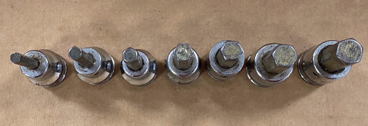 SNAP ON 7 PC 3/8″ DRIVE HEX BIT SOCKETS (4mmm FAM4A- 10mm FAM10B) USED.