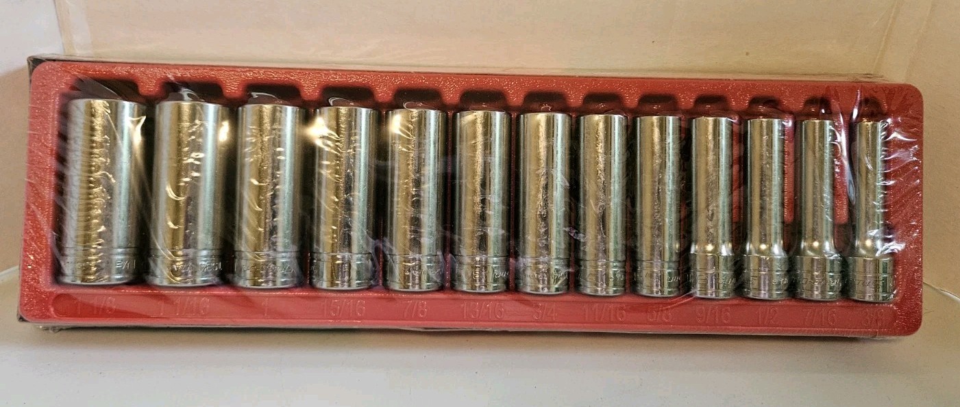 New Snap on 313TSYA 1/2″ Drive 3/8” – 1-1/8” 13-Piece 6 Point Deep Socket Set