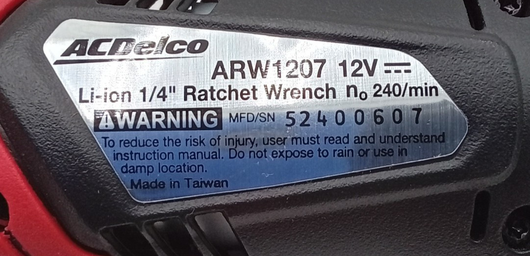 ACDelco ARW1207 Li-ion 12V 1/4″ Ratchet Wrench