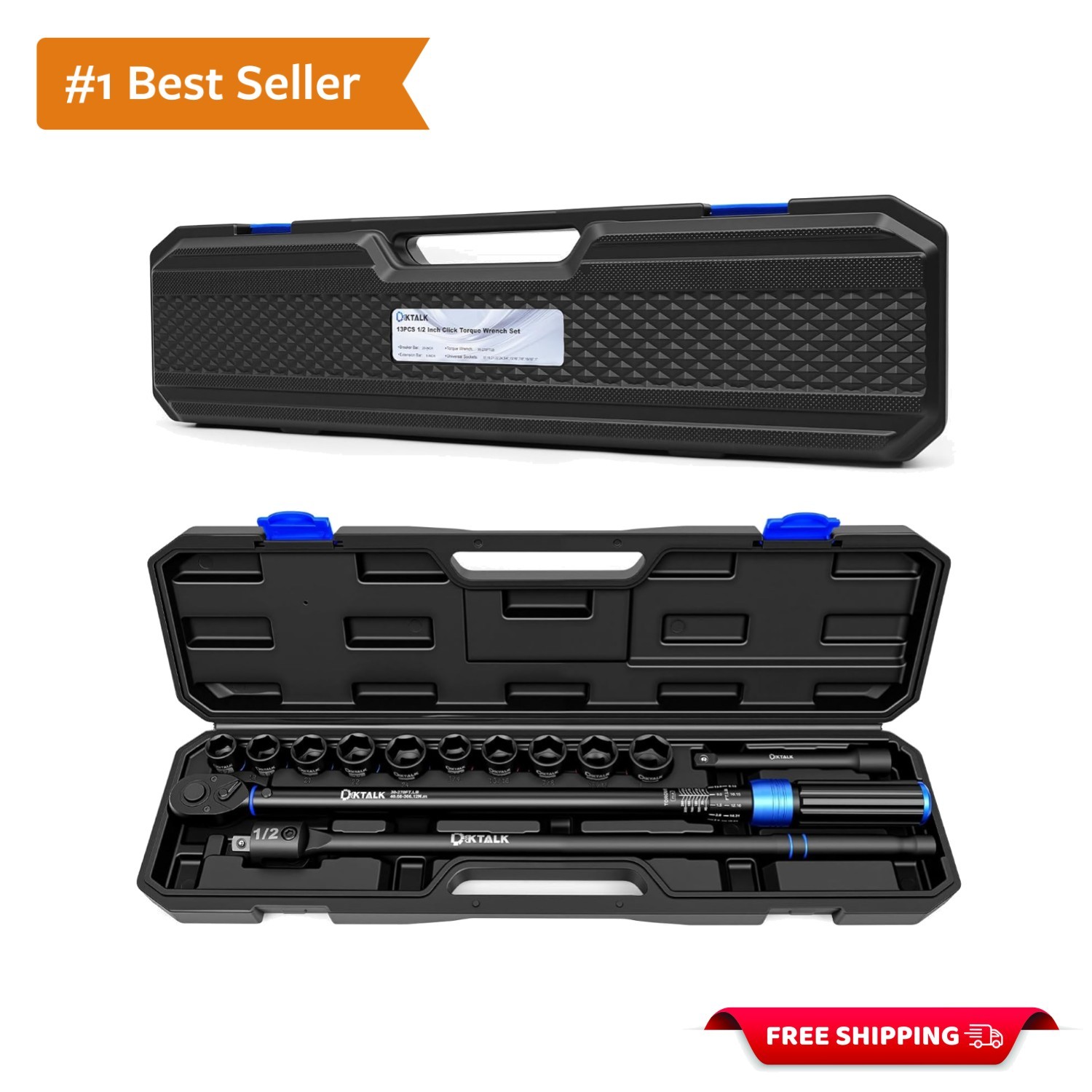 Durable Chrome Vanadium Torque Wrench Set – Essential 13-Piece Car Repair Tools
