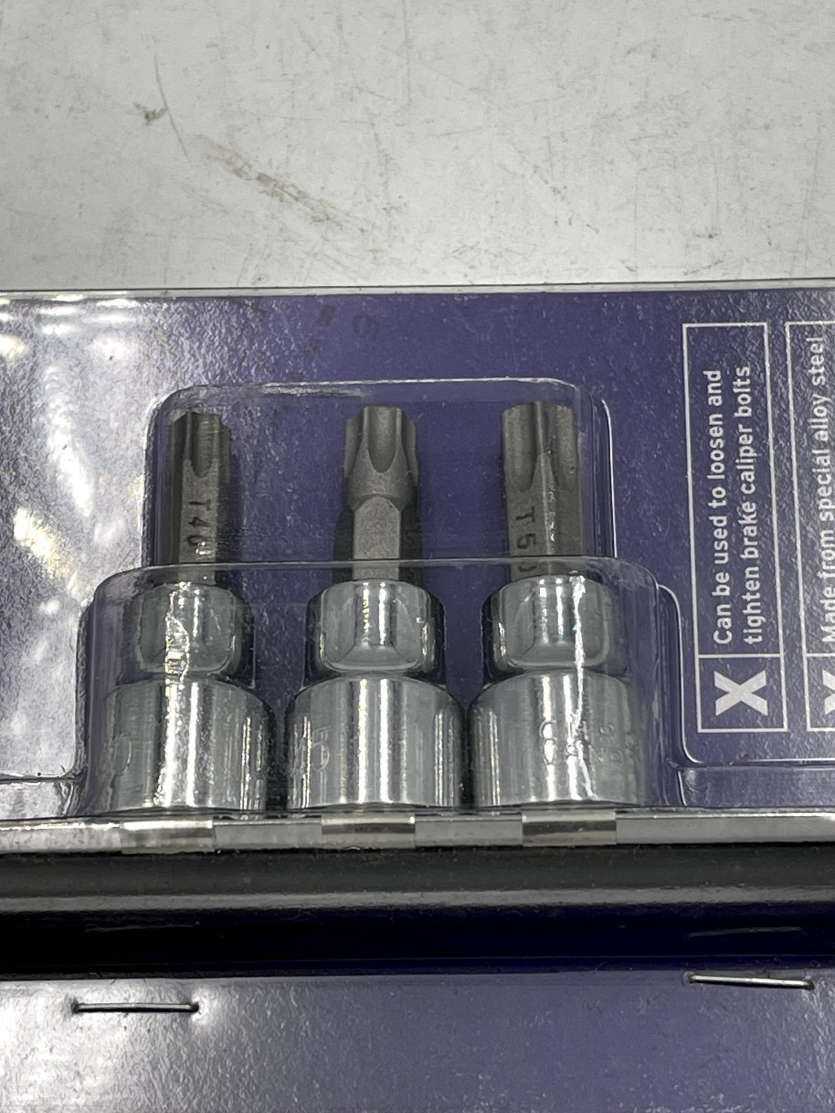 Westward 1EJZ8 3PC Star-Torx Bit Socket Set With Rail 3/8 Drive T40 T45 T50