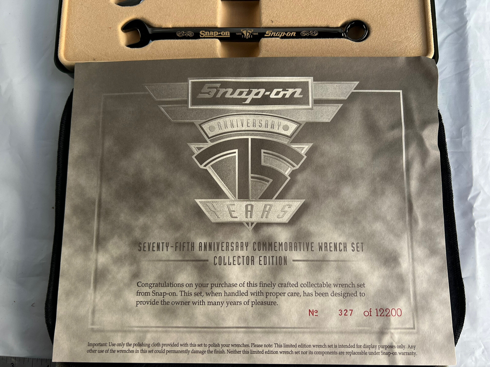 Snap on Tools 75th Anniversary Limited Edition Numbered Wrench Set 327 of 12200