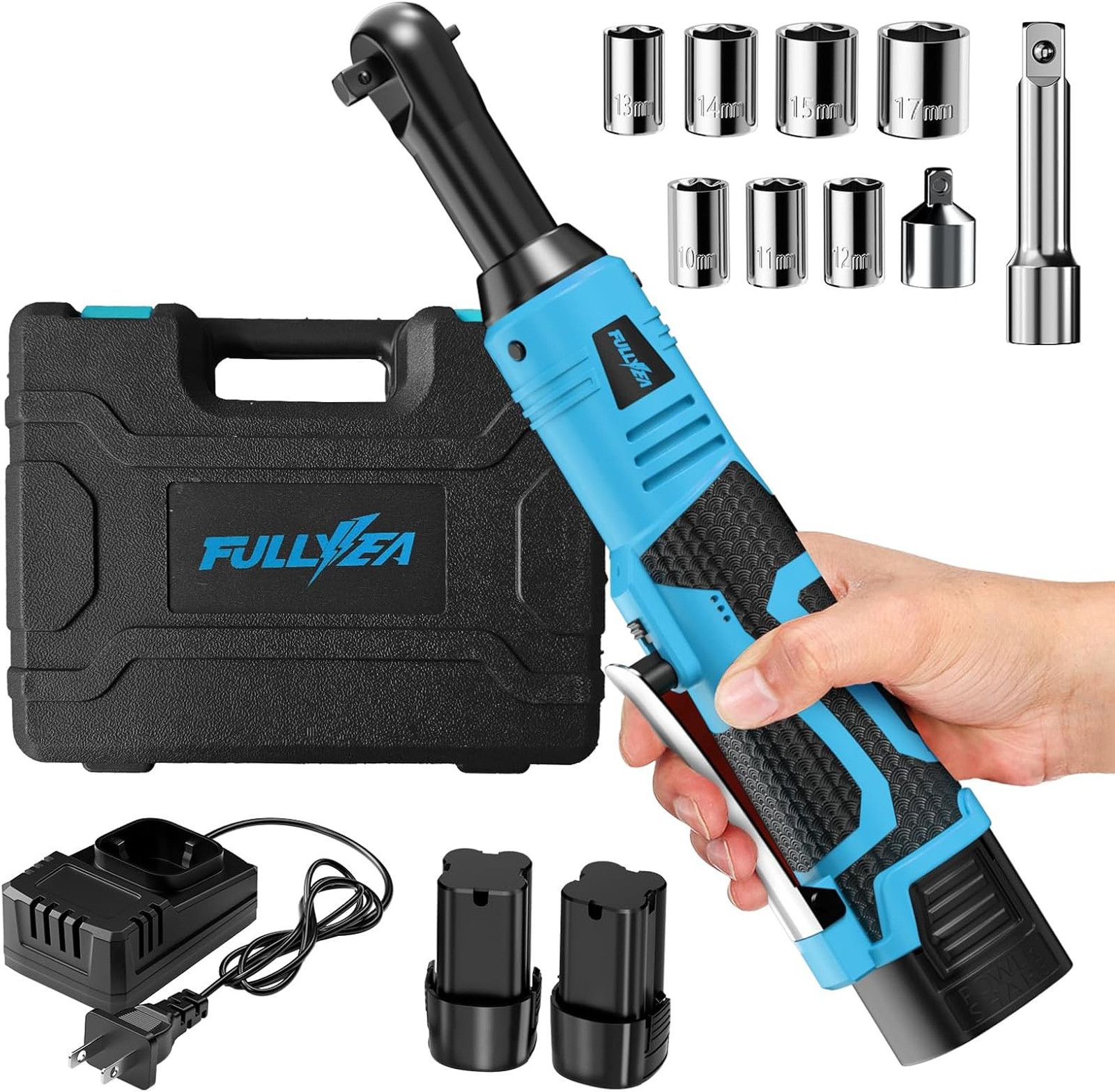 3/8″ Cordless Ratchet Wrench Set, 40 Ft-lbs, 550 RPM, 16.8V Electric Ratchet