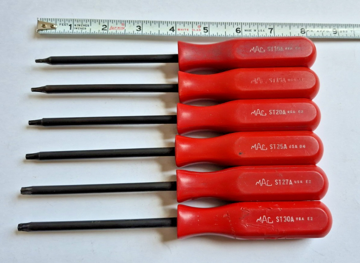Mac Tools Torx Star 6pc Screw Driver Set ST10A,ST15A,ST20A,ST25A,ST27A,ST30A USA