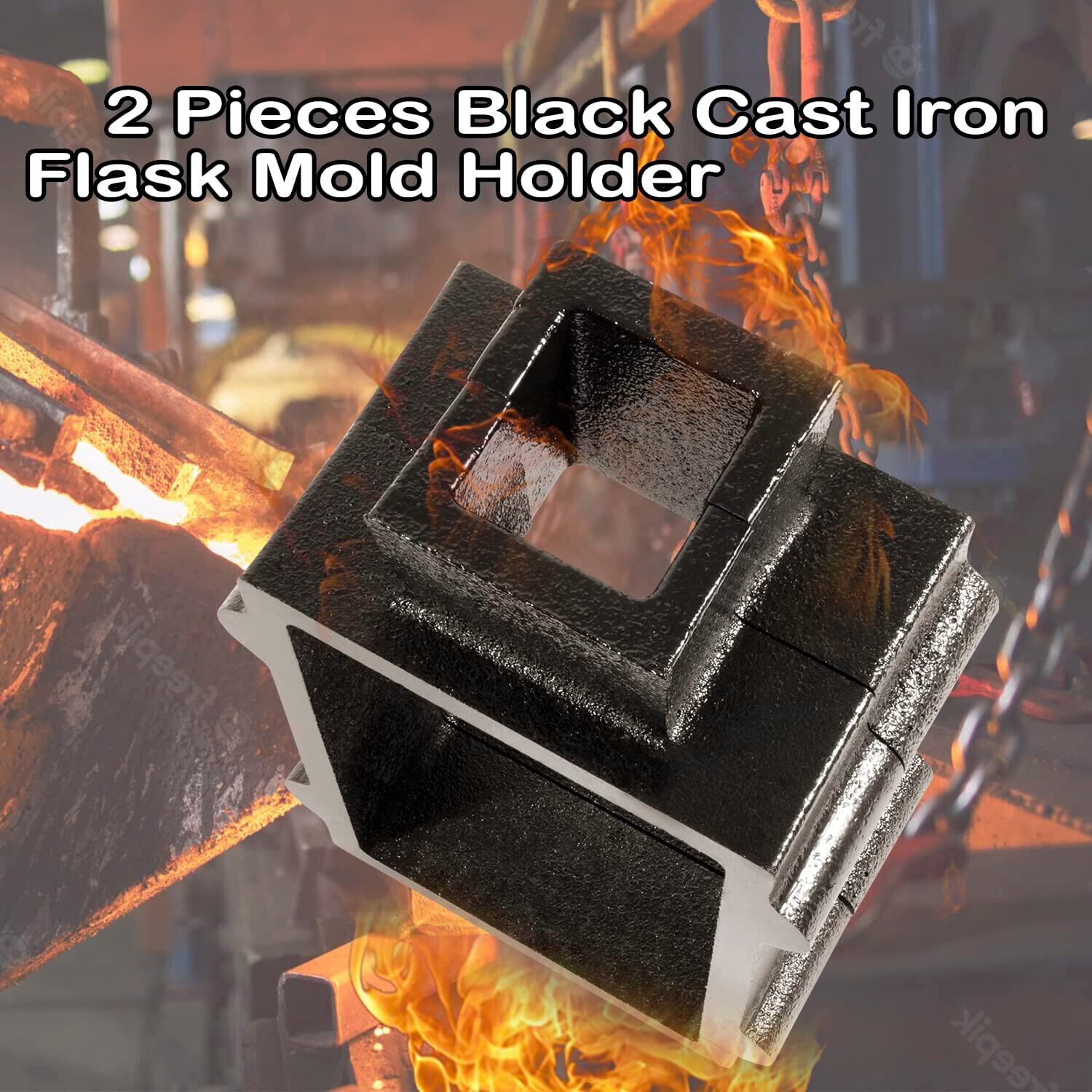 2-Pieces Black Flask Mold Holder for Sand Casting Metal, Jewelry & Casting Tools