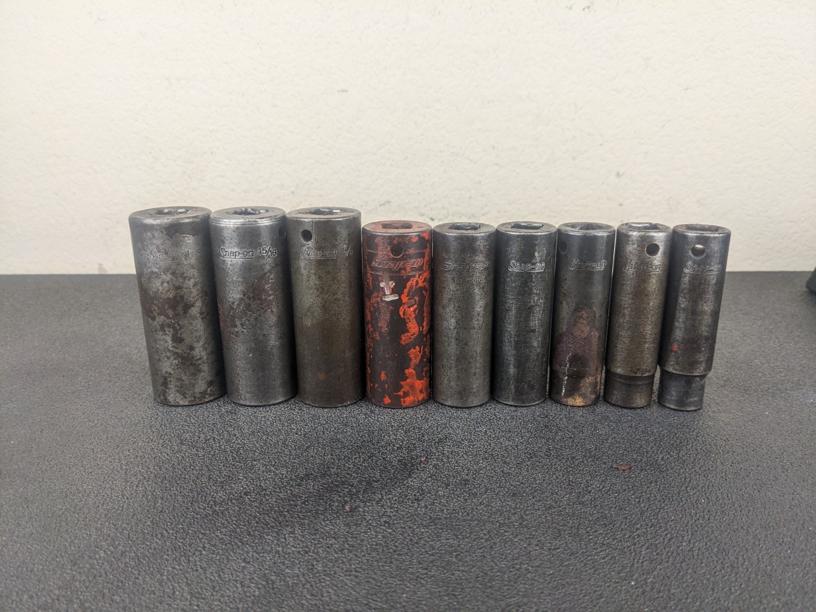 #bm563 Snap On Tools 309SIMYA 1/2″ Drive 9pc SAE Deep 6 Point Impact Socket Set