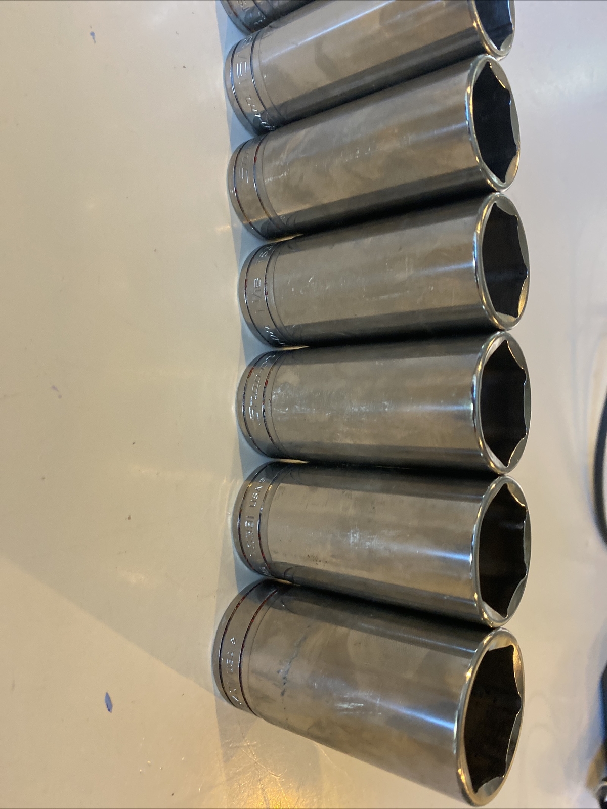 Snap On Tools 1/2″ Drive SAE Deep 6pt Socket Set 11/16″ to 1-1/4″ 313TSYA