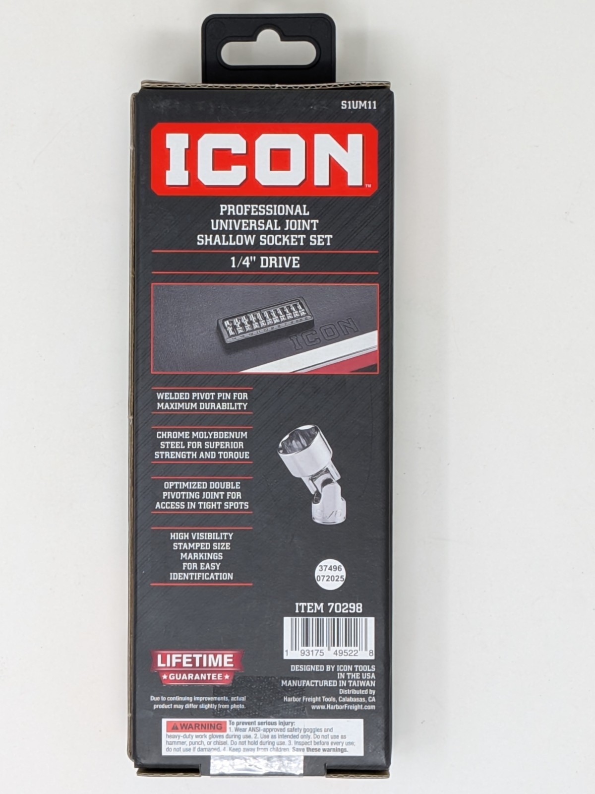 Icon Professional Universal Joint Shallow Metric Socket Set | S1UM11 | 70298