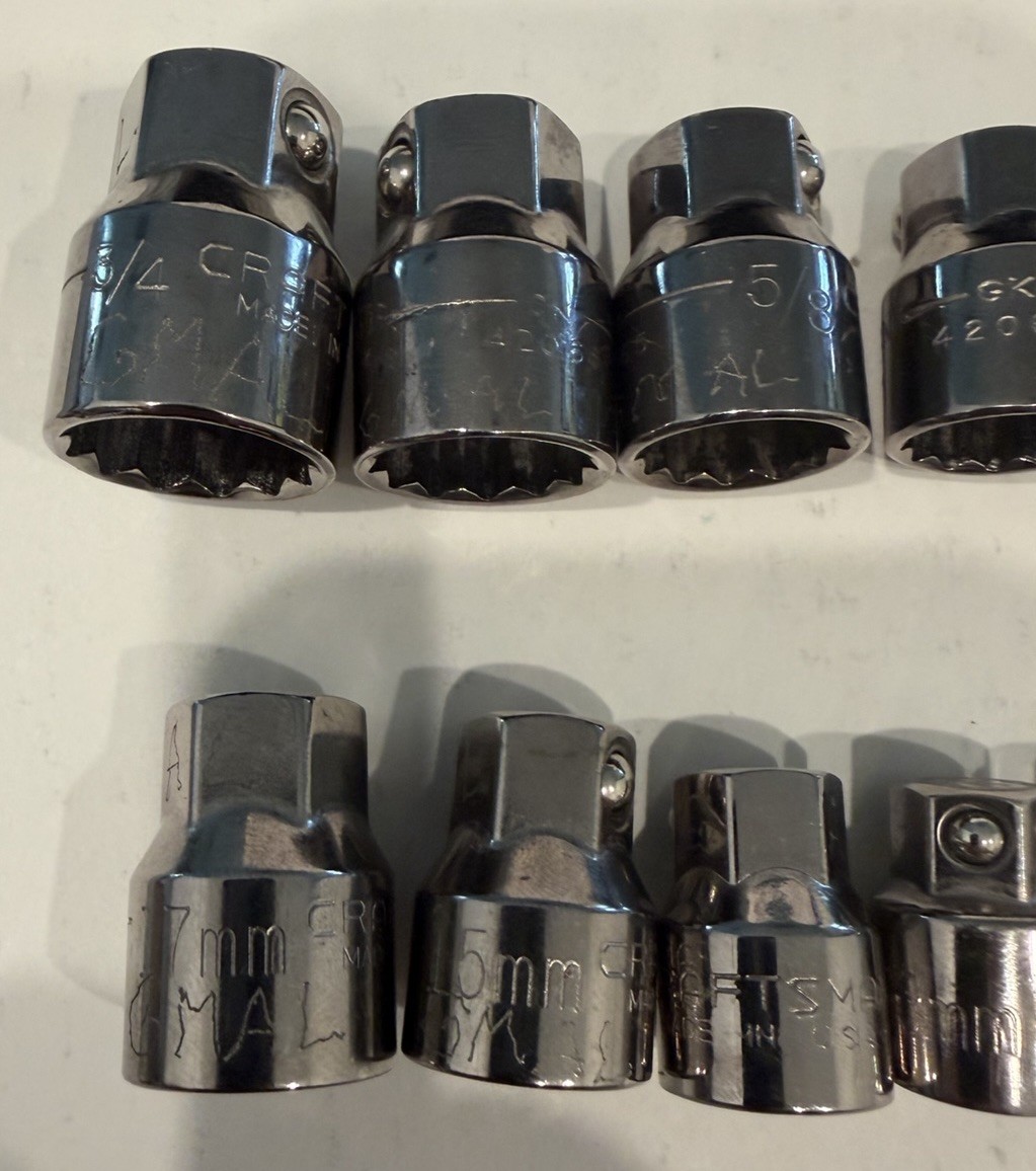 CRAFTSMAN 42801 42800 LOW PROFILE RATCHET WRENCH SOCKETS METRIC SAE 15Pc Vintage