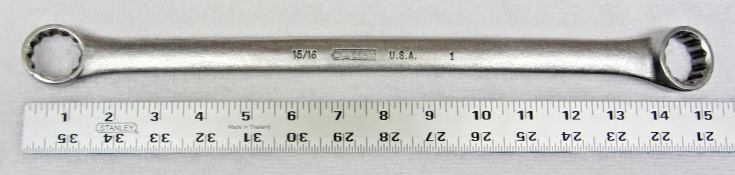 ALLEN TOOLS 22217 Combo 12 point Box End Wrench 1″ & 15/16″ Satin Chrome USA XC
