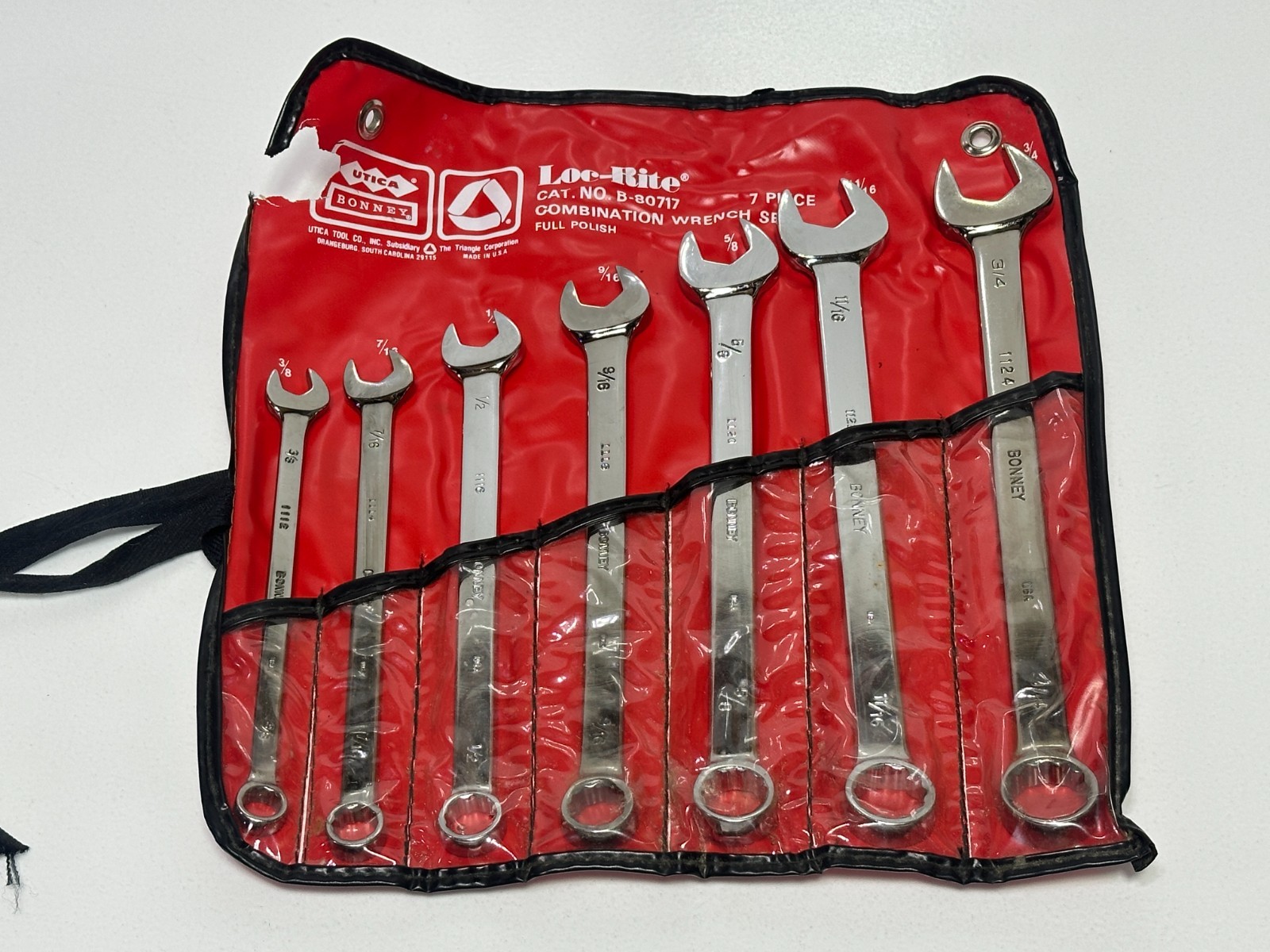 🇺🇸 BONNEY Tools USA 7pc 12-Point SAE 3/8-3/4″ Combination Wrench Set, B-80717