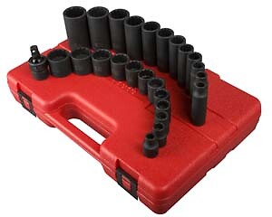 Sunex Tool 3326 25 Piece Impact Socket Set 3/8 Drive 12 Point Deep/Shallow