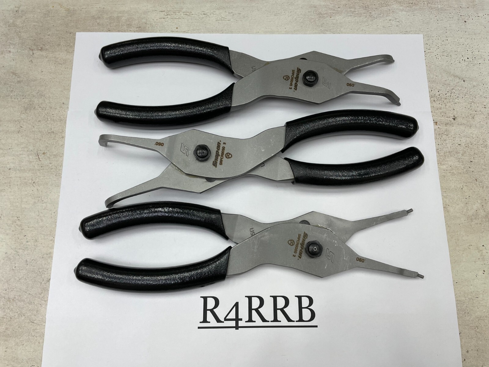 Snap-on Tools USA NEW 3pc BLACK Soft Grip .090 Tip Snap Ring Pliers Lot Set