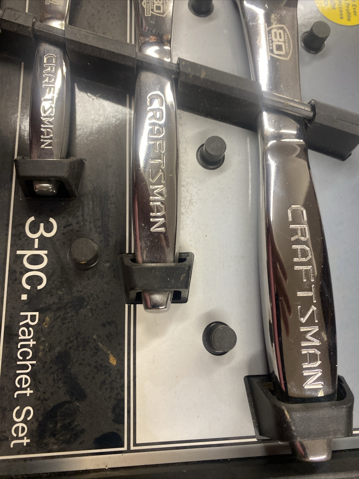Craftsman 1/4, 3/8, 1/2” Thin Profile Ratchet 80 Years Set # 44993 – USA – NOS