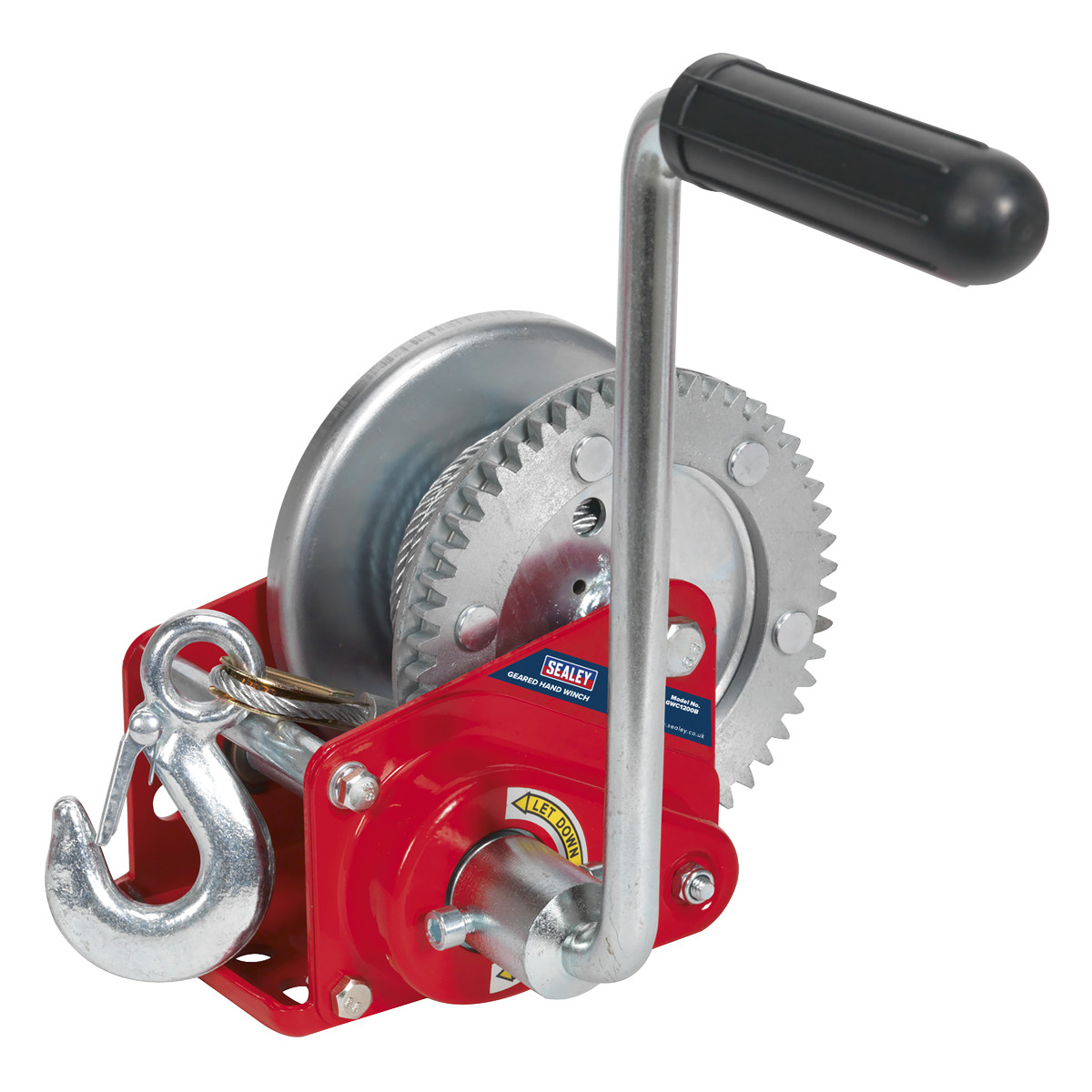 Sealey GWC1200B Geared Hand Winch with Brake & Cable 540kg Capacity
