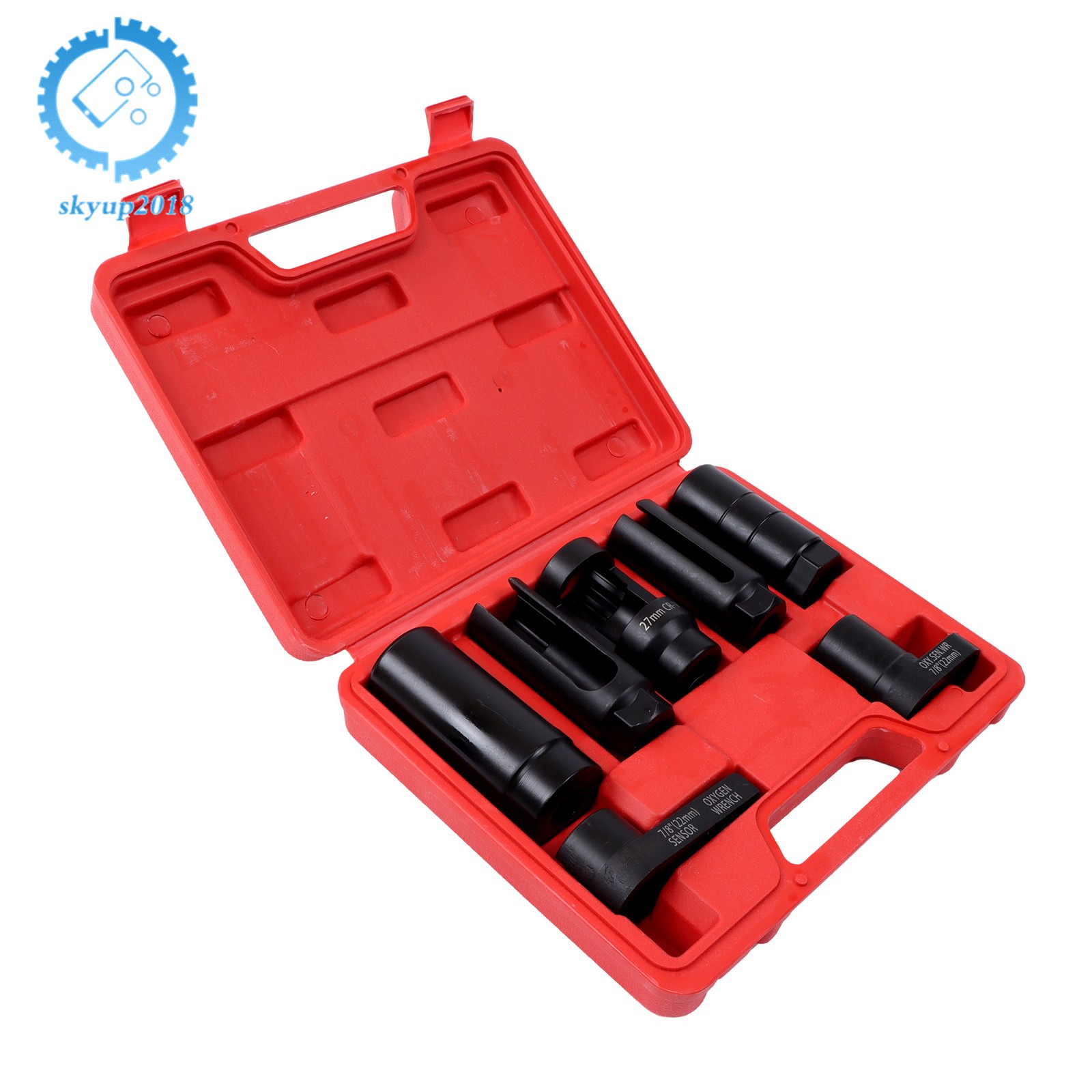 7PCS O2 Oxygen Sensor Socket Removal Tool Wrench and Thread Chaser Set